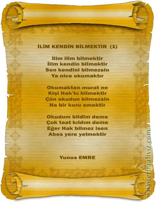 İlim kendin bilmektir İlim kendin bilmektir